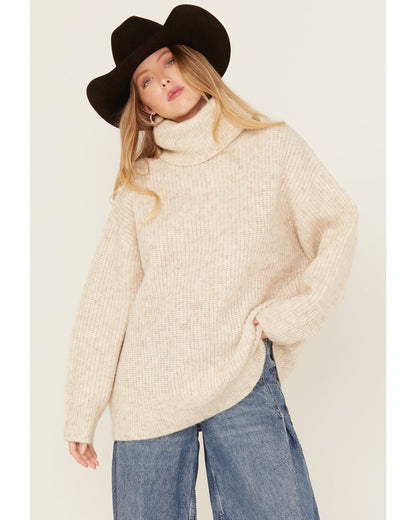 Cleo + Wolf Oversized Turtleneck Sweater in Oatmeal - Small