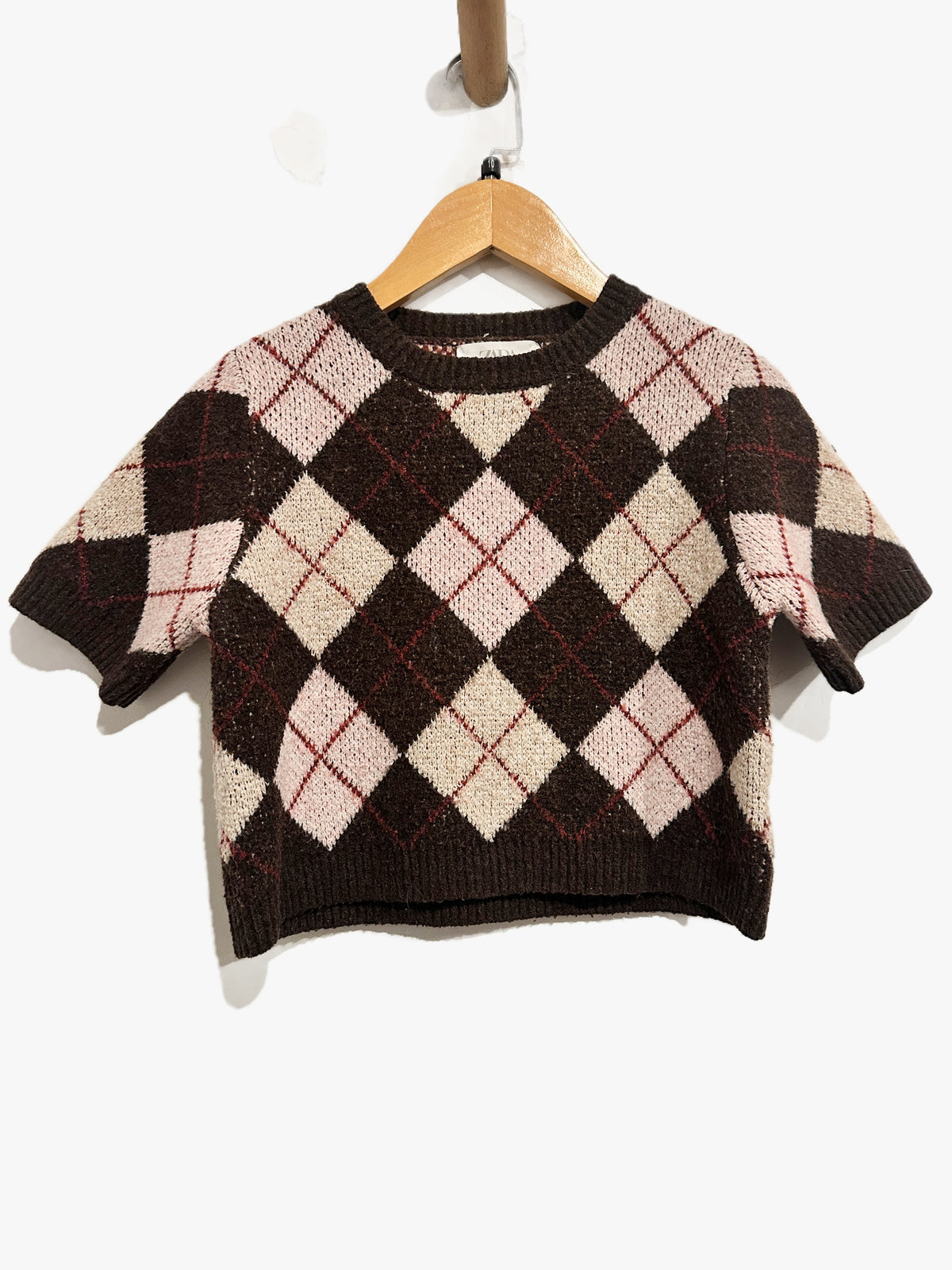 Zara Kids Brown Argyle Sweater - 9-10