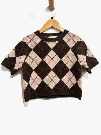Zara Kids Brown Argyle Sweater - 9-10