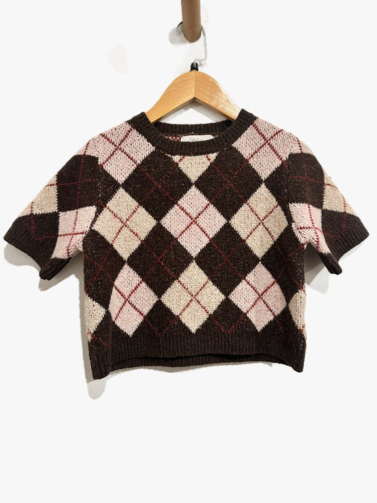 Zara Kids Brown Argyle Sweater - 9-10
