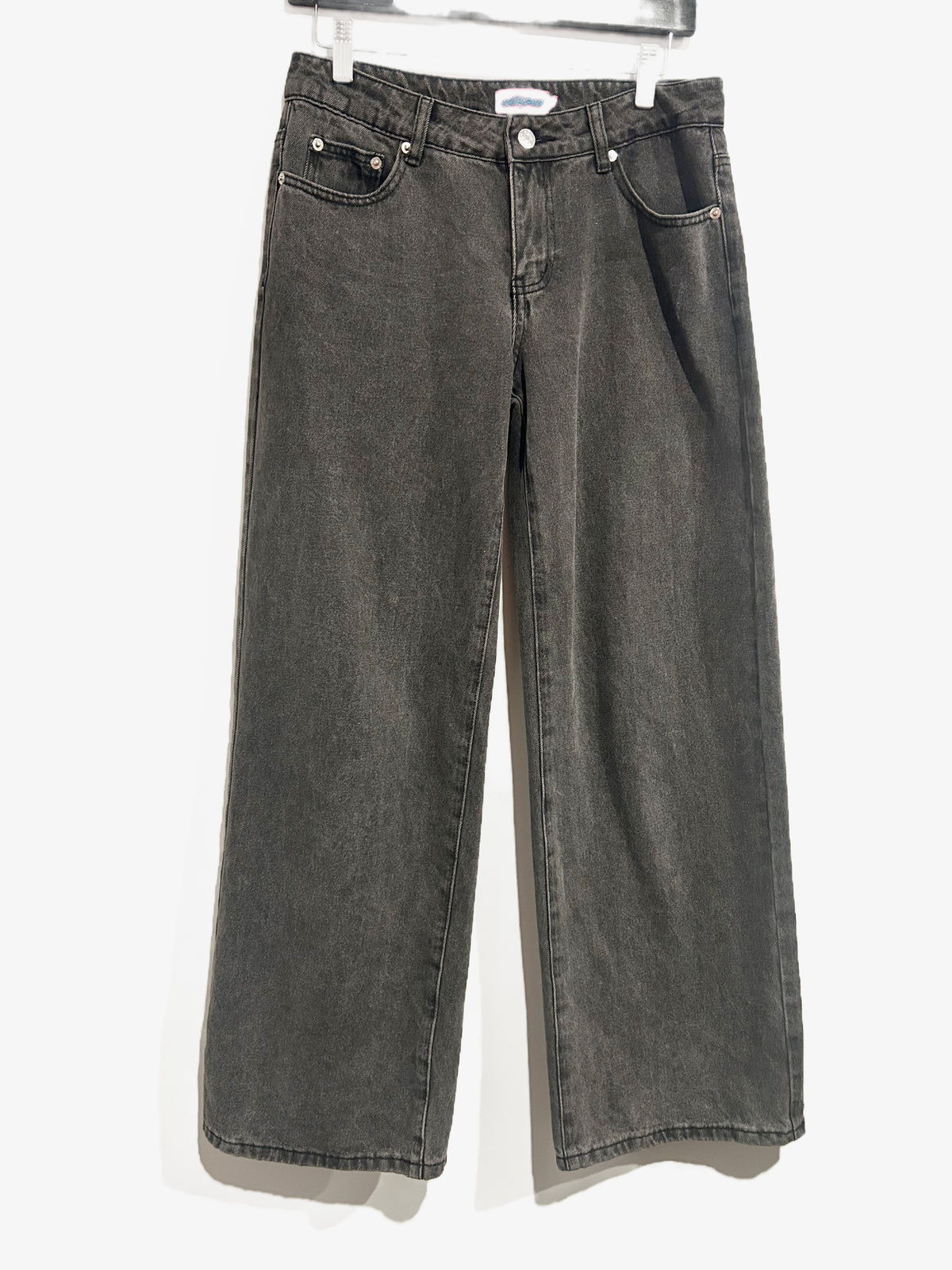 Edikted Raelynn Black Washed Low Rise Baggy Jeans - Small
