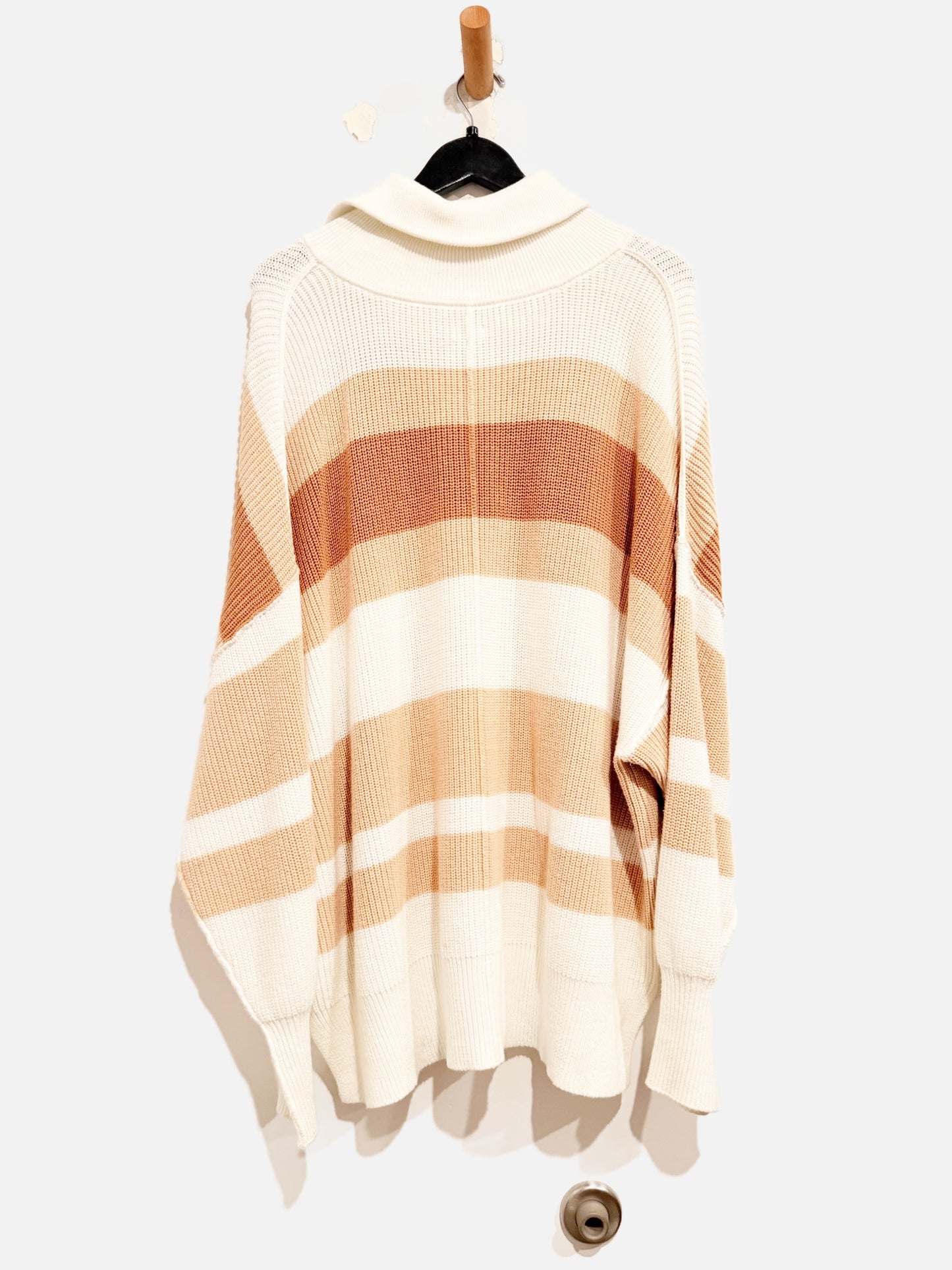 Aerie Brown Stripe Knit Quarter Zip - Large