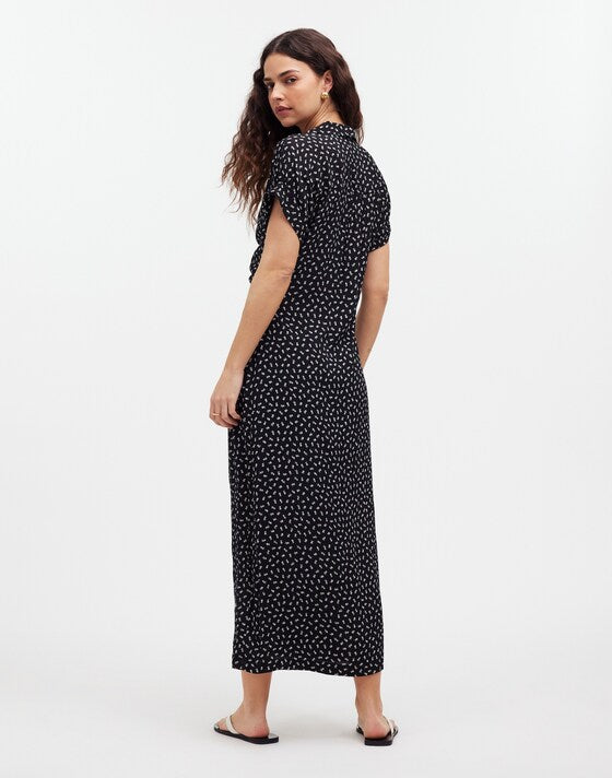 Madewell Button-Front Midi Shirtdress in Floral True Black - 00