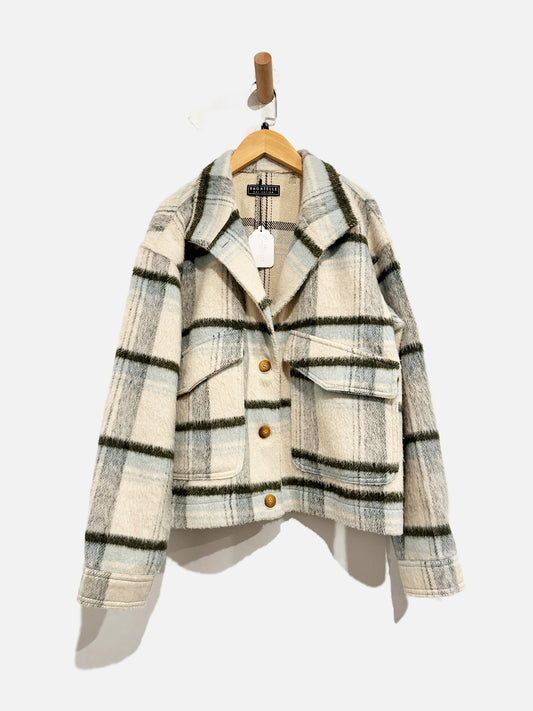 Bagatelle Cream/Blue Plaid Shacket - Small
