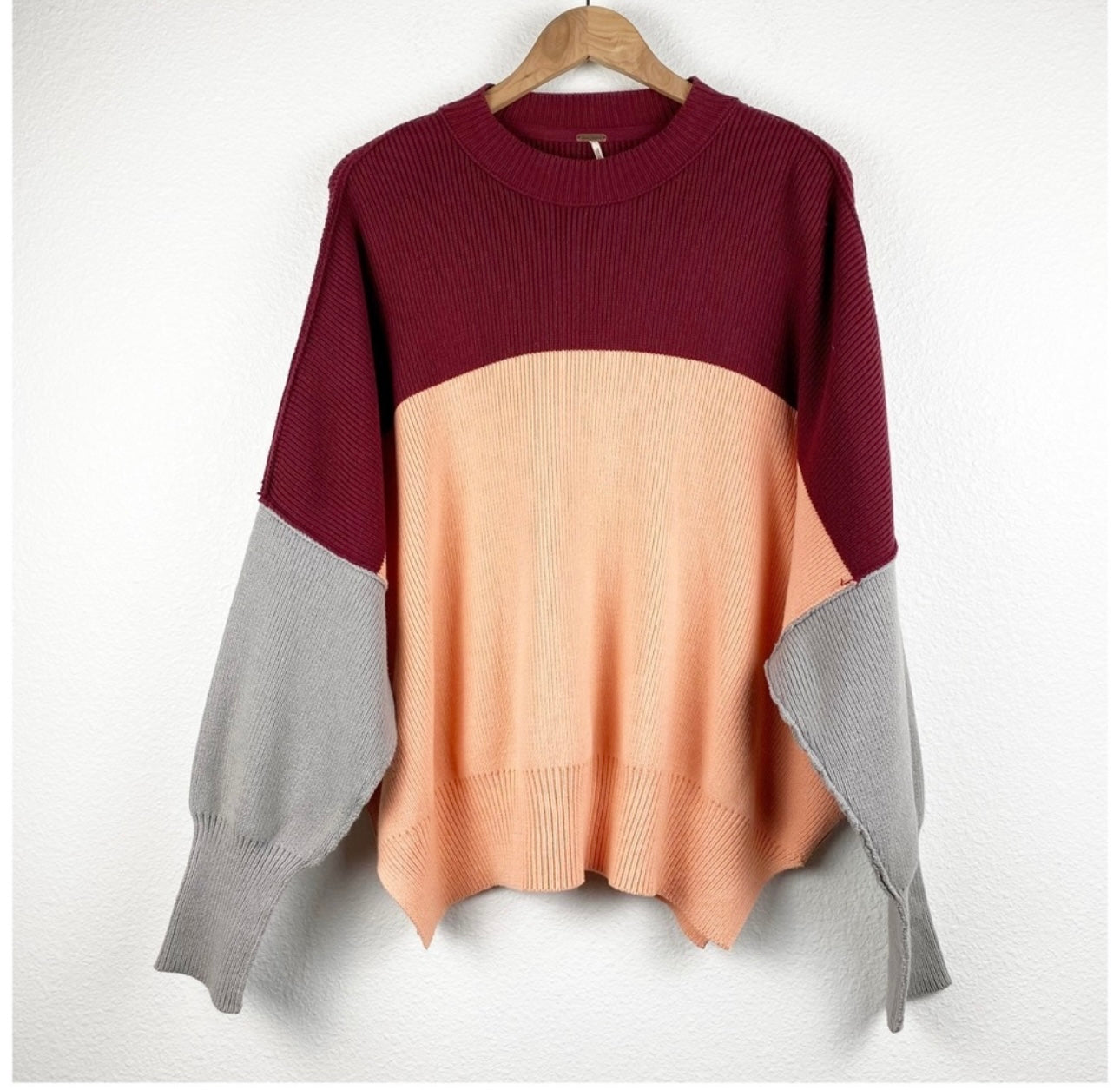 Free People Easy Street Colorblock Sweater in Peach Combo - XS