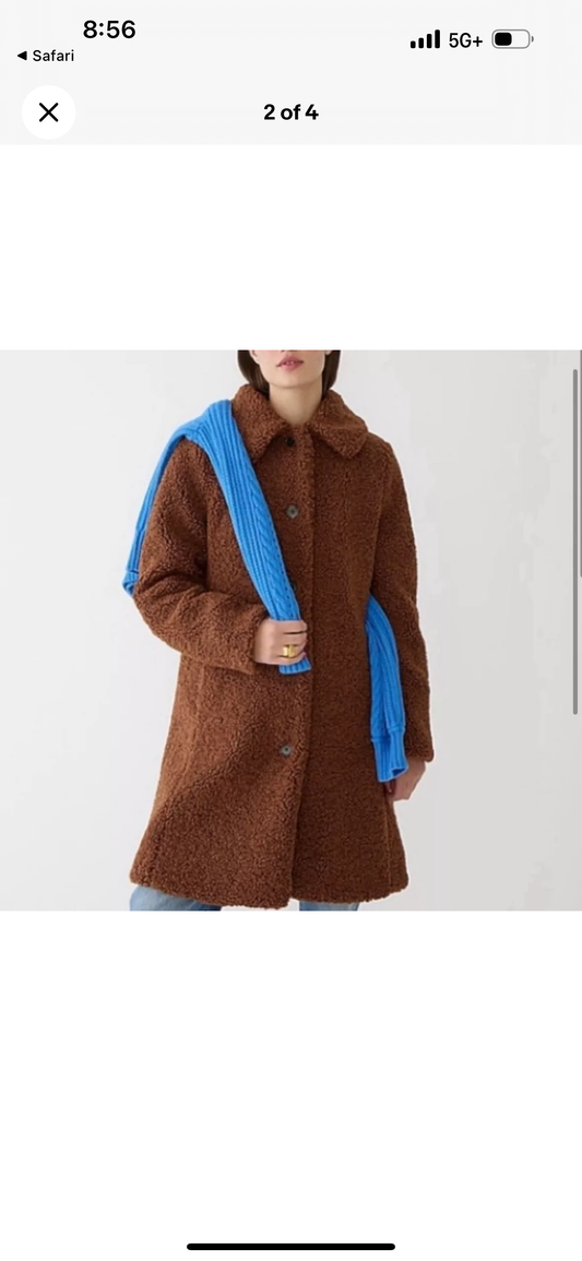 J.Crew Brown Teddy Coat - Small