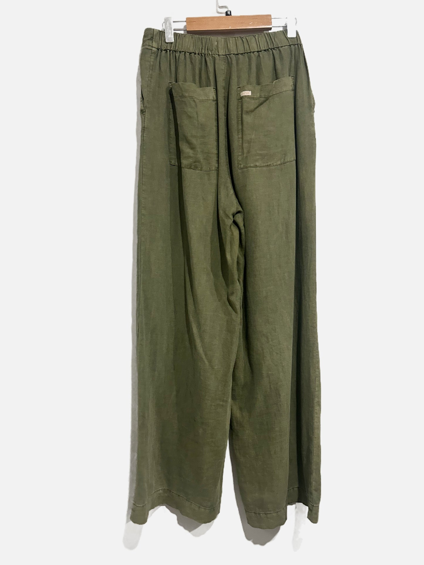 Brixton Vintage Linen Blend Wide Leg Pants in Sea Kelp - Medium