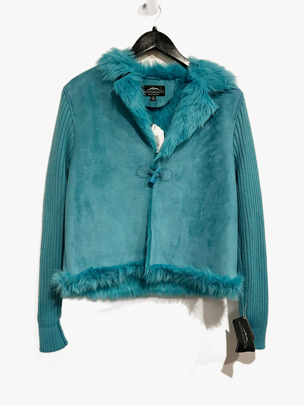 Montanaco NWT Blue Faux Suede Fur Lined Jacket - Medium