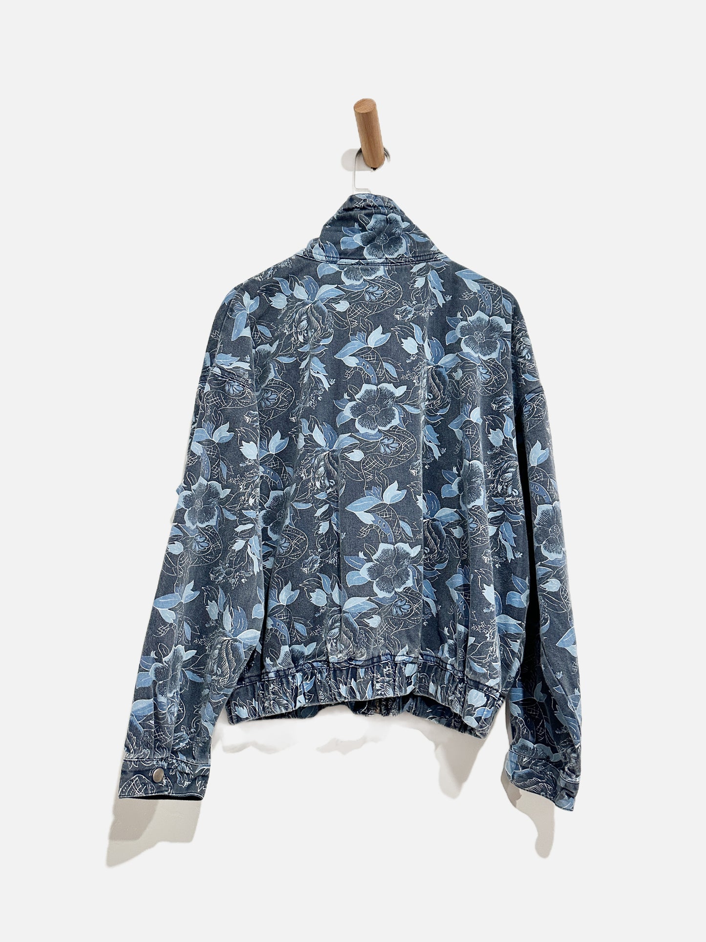 Carole Little Vintage Denim Floral Pattern Snap Jacket - 8