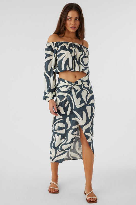 O'Neill Blue and White Midi Skirt - Medium