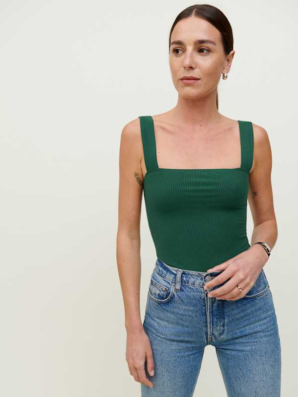 Reformation Canyon Knit Tank in Emerald - Small