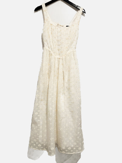 Lulus Immaculate Elegance Cream Jacquard Lace-Up Midi Dress - XS