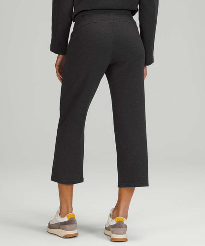 Lululemon Ribbed Straight Leg Super-High-Rise Crop 23" in Heathered Black - 14