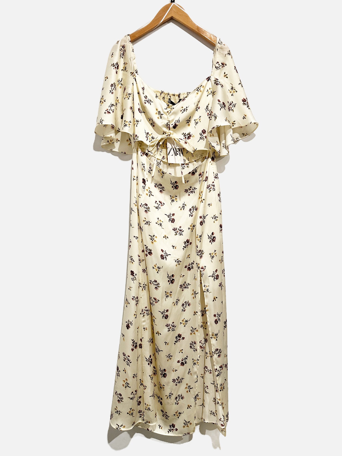 Zara Yellow Floral Cut Out Maxi Dress - Small