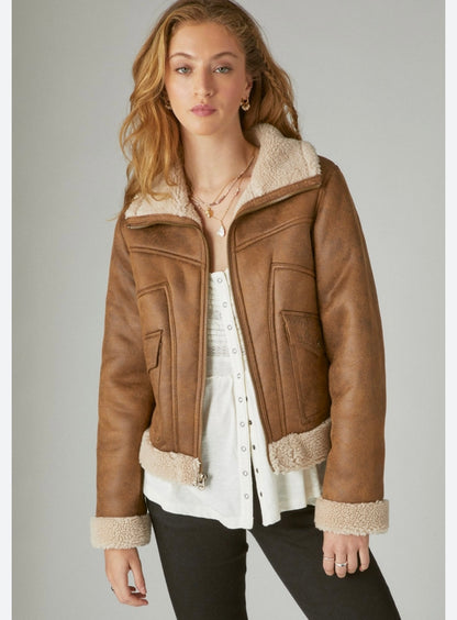 Lucky Brand Brown Sherpa Lined Jacket - Small