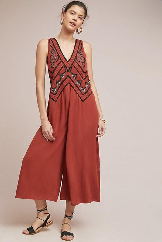 Anthropologie Maeve Desert Orange Jumpsuit- 0