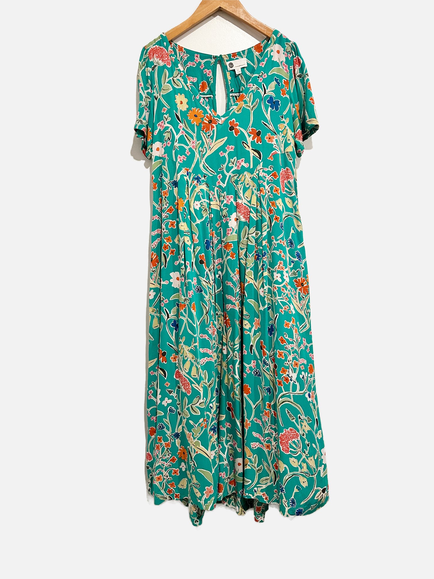 Anthropologie Floreat Green Floral Jumpsuit - XS