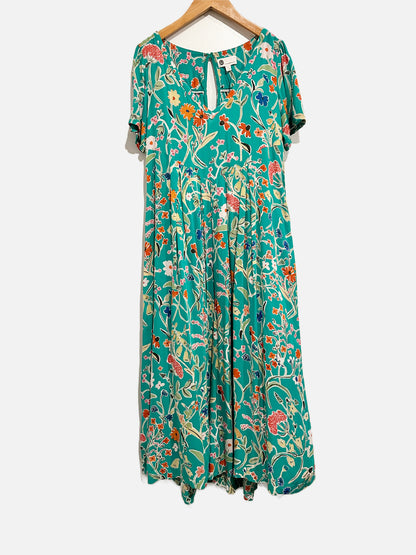 Anthropologie Floreat Green Floral Jumpsuit - XS