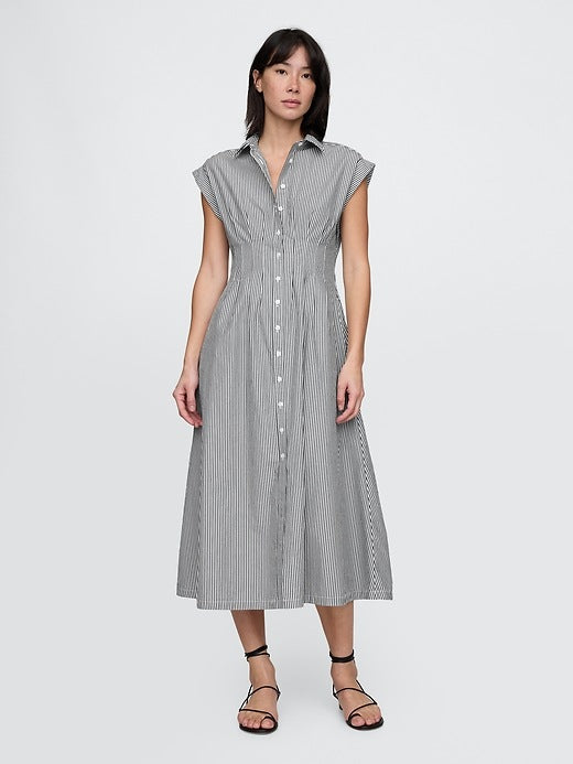 Gap NWT Poplin Midi Shirtdress in Black Stripe -  Small