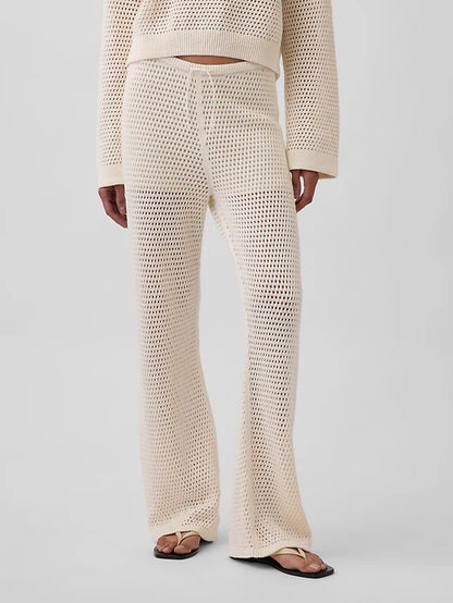 Gap Cotton Crochet Sweater Pants in Ivory Frost - Large