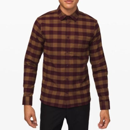 Lululemon Mason’s Peak Flannel in Check Plaid Mini Dark Adobe Frontier - Small