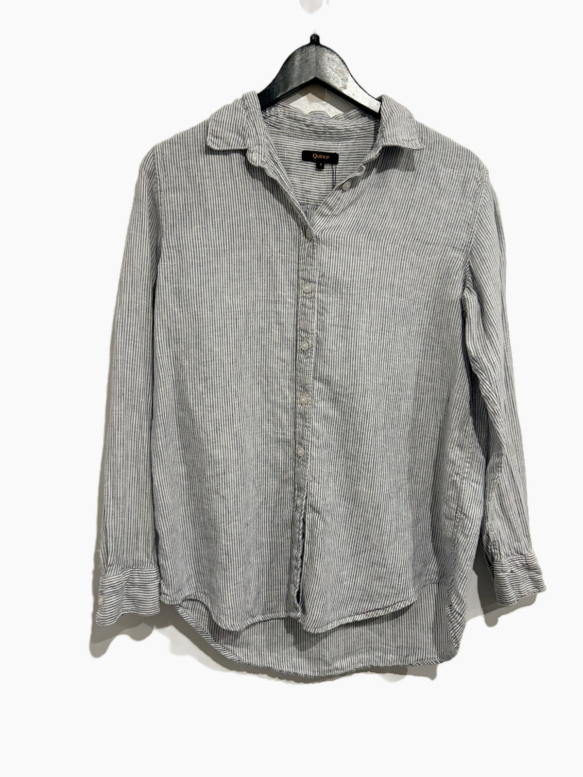 Quince Blue and White Pinstripe Button Down - Small