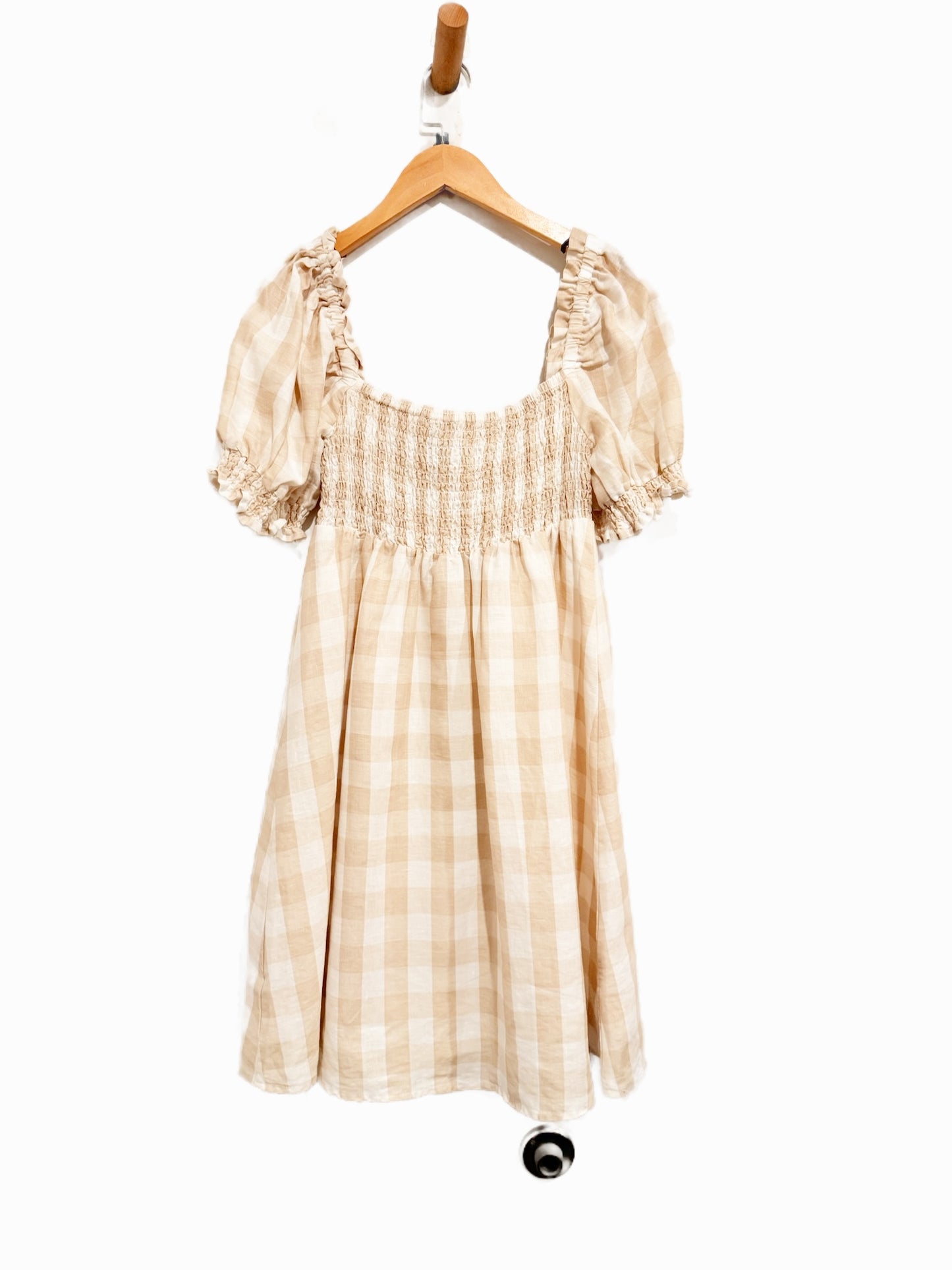 House of Harlow Cream Linen Gingham Mini Dress - XS