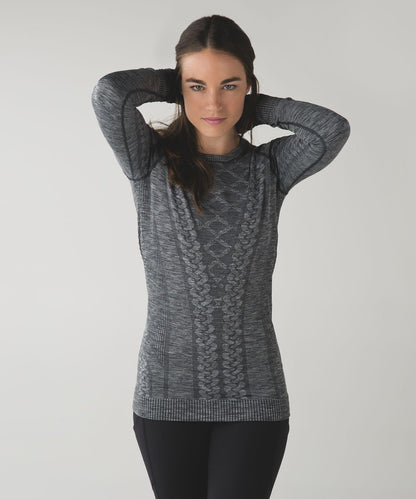 Lululemon Rest Less Gray Cable Knit Long Sleeve