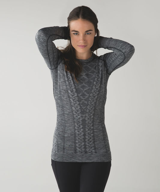 Lululemon Rest Less Gray Cable Knit Long Sleeve