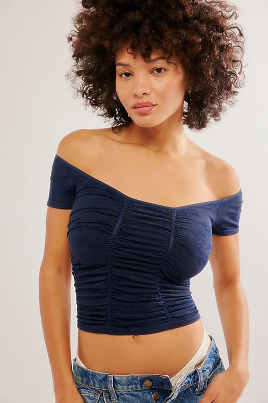 Free People Intimately Gotta Be You Seamless Tee in Navy - XS/S