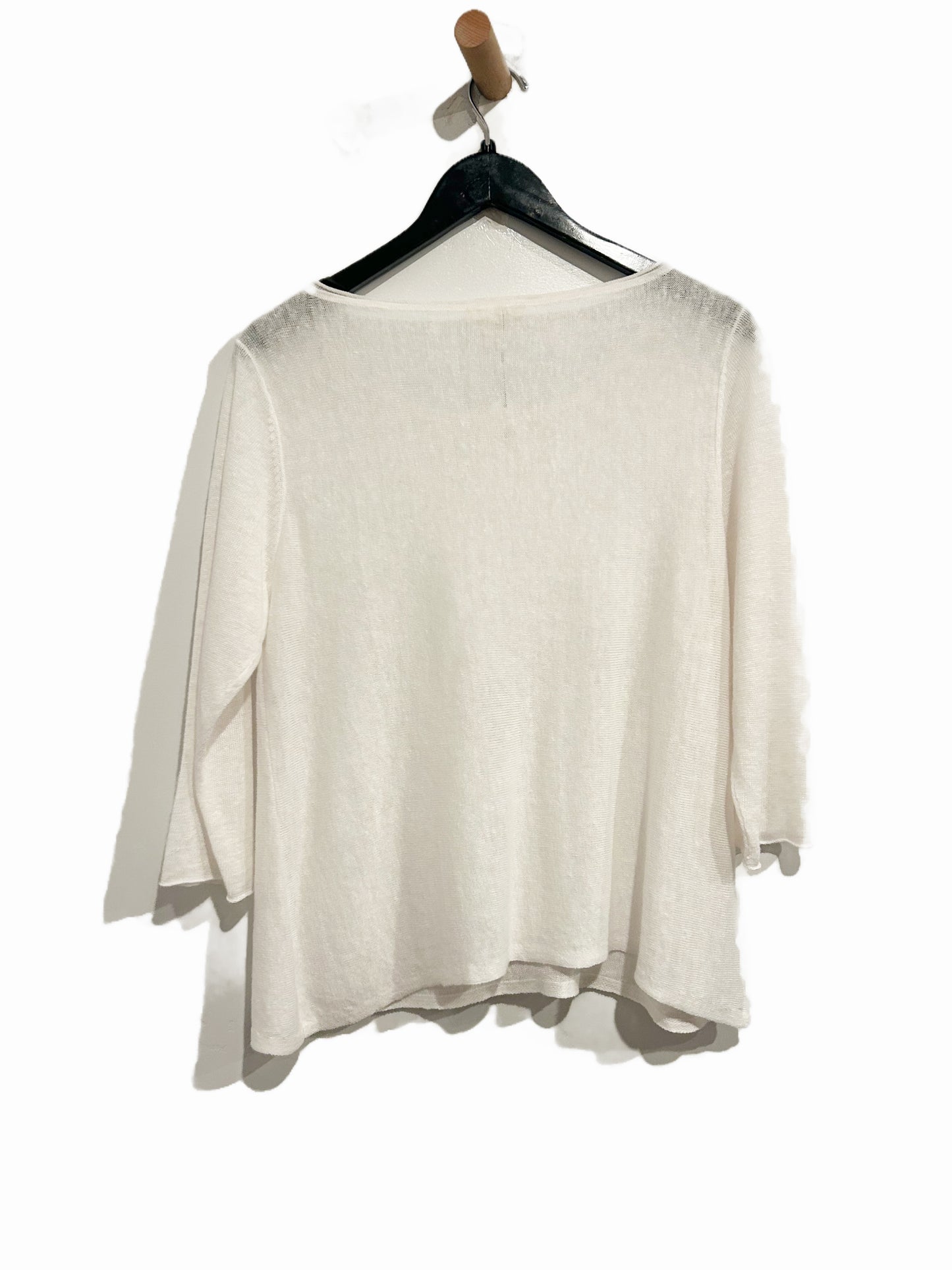 Eileen Fisher White Linen 3/4 Sleeve Shirt - PL