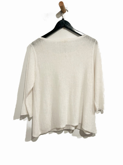 Eileen Fisher White Linen 3/4 Sleeve Shirt - PL