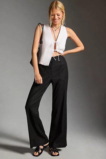 Anthropologie Maeve The Naomi Wide-Leg Flare Pants in Black - 12