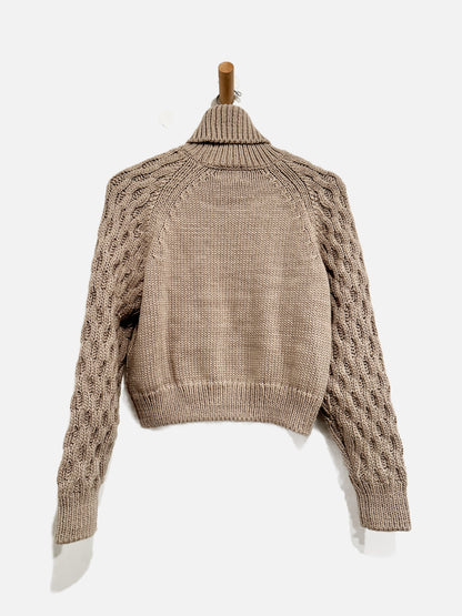 H&M Brown Crop Turtleneck Sweater - Small