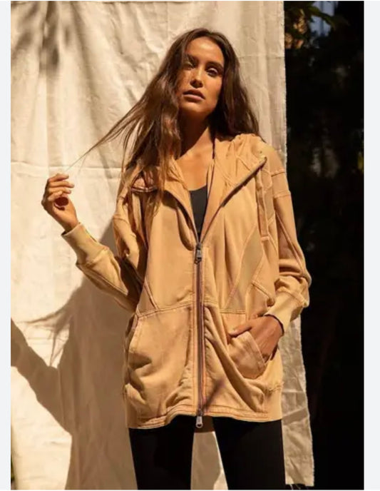 Free People Movement Tan Zip Up - Medium