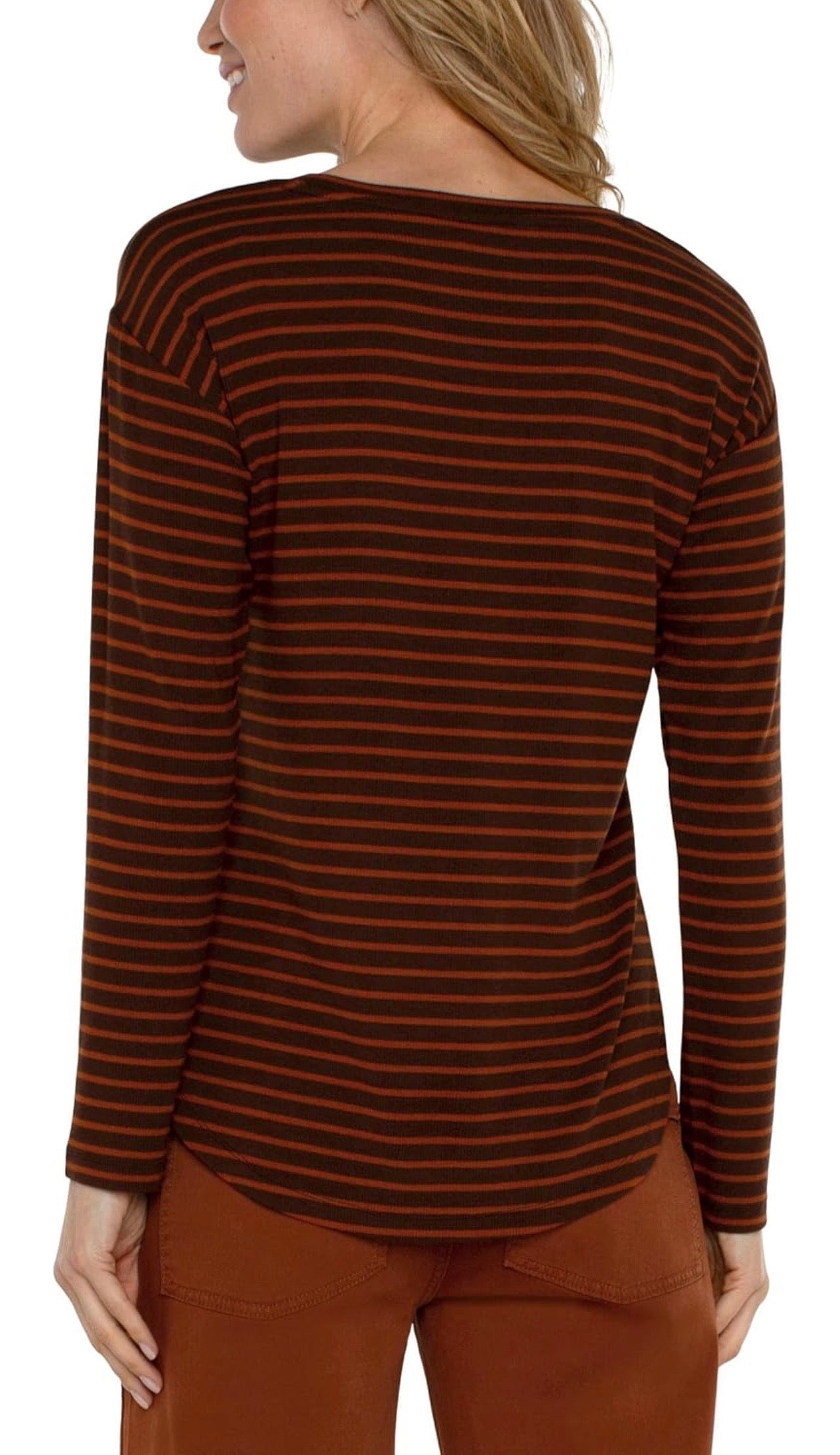 Liverpool Brown and Orange Stripe LS Top - Small