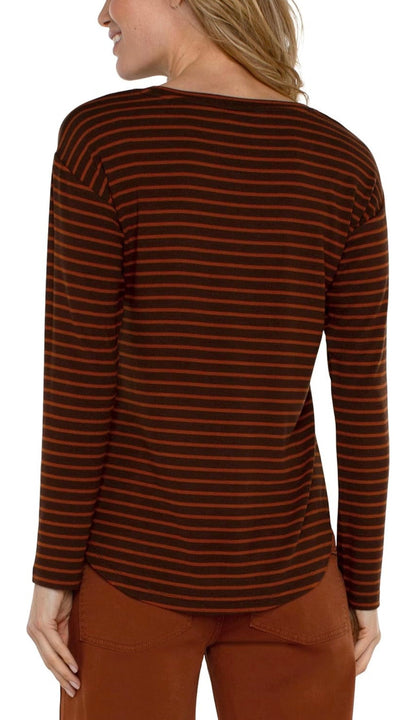 Liverpool Brown and Orange Stripe LS Top - Small