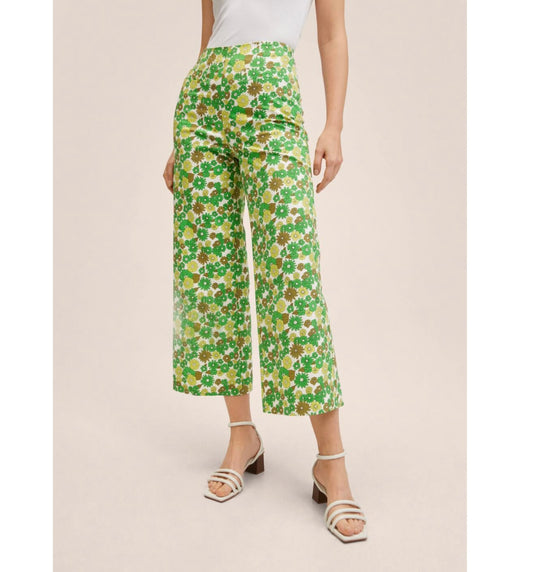 MNG Green Floral Pants - 8