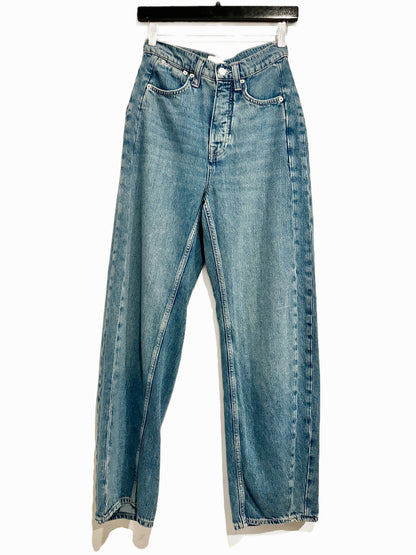 Free People Truro Baggy Puddle Jeans in Water Stoned Blue - 26