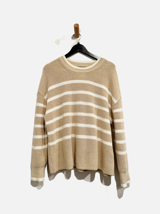 Banana Republic Tan and White Stripe Sweater - XS