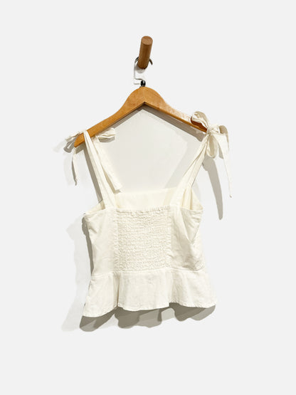 Gianni Bini Cream Linen Peplum Tank - 2/Small