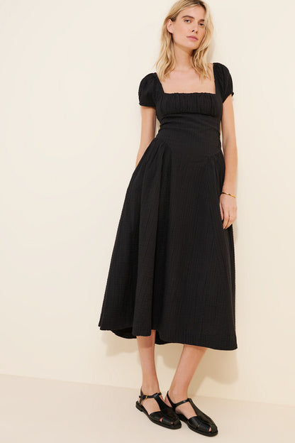 Free People Free-est Ciara Pucker Midi Dress in Black - Small