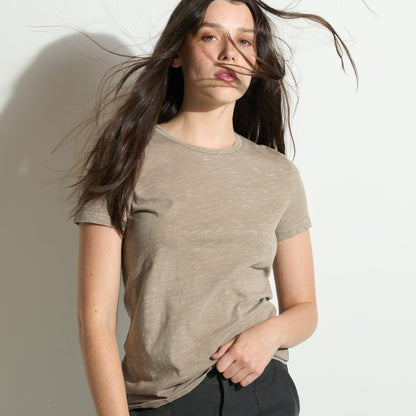 Rowan Tyler Slub Tee in Stone - Medium
