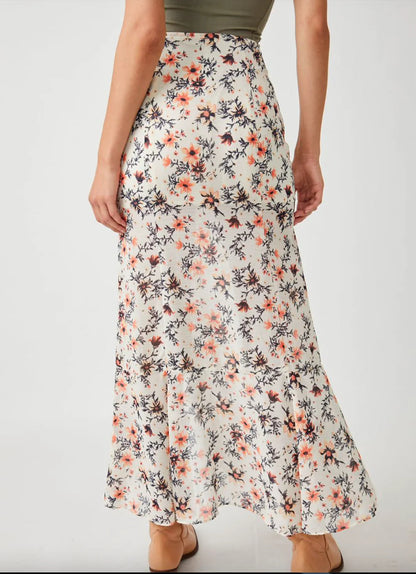 Free People Femme Edge Maxi Skirt in Ivory Combo - 0