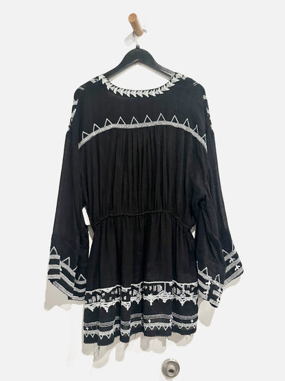 Free People Saffron Embroidered Tunic in Black - Large