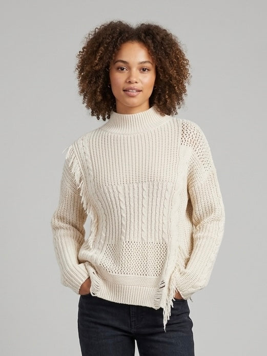 Amaryllis Cream Fringe Sweater - Small