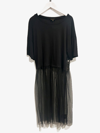 OLM Black T-Shirt Tulle Top - Medium