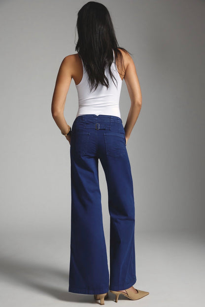 Anthropologle Pilcro The Kit High-Rise Wide-Leg Utility Trousers in Navy - 29