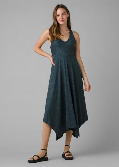 Prana Saxon Dress in Grey Blue Pebbles - Small