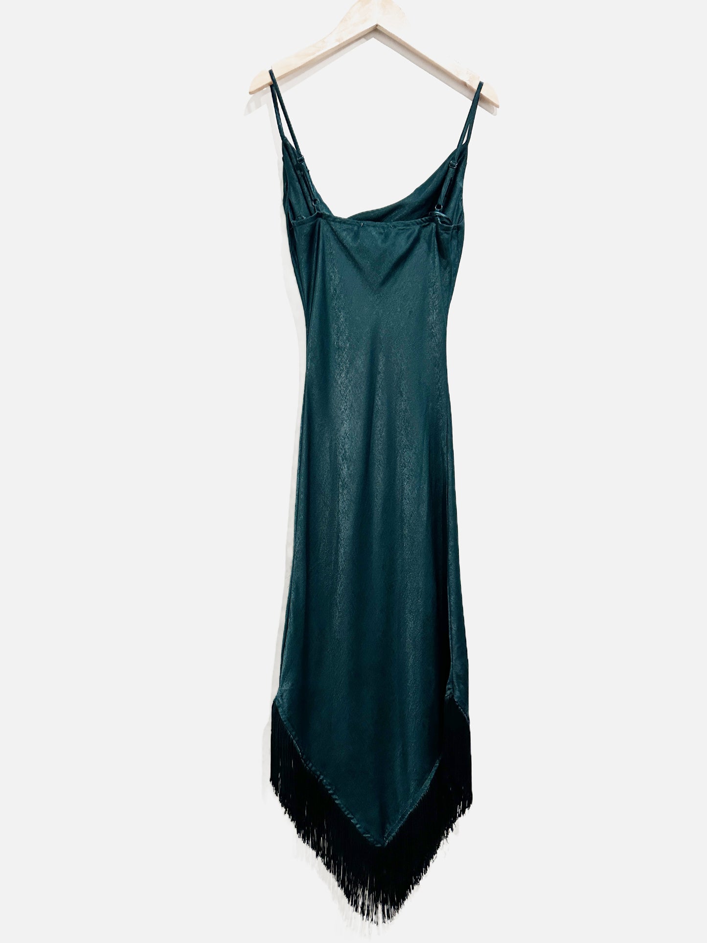 Thirty Thirty Green Fringe Slip Dress - XS